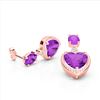 Image 2 : 8 ctw Amethyst & VS/SI Diamond Designer Heart Earrings 10k Rose Gold - REF-32M8G