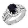 4.70 ctw Blue Sapphire & Diamond Ring 18k White Gold - REF-134N9F