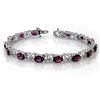 9.55 ctw Amethyst & Diamond Bracelet 14k White Gold - REF-96X9A