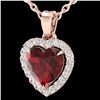 Image 2 : 1 ctw Garnet & Micro Pave VS/SI Diamond Heart Necklace 14k Rose Gold - REF-21M3G