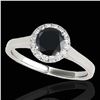 1.11 ctw Certified VS Black Diamond Solitaire Halo Ring 10k White Gold - REF-39G5W