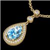 2.25 ctw Sky Blue Topaz & Micro Pave Diamond Necklace 18k Yellow Gold - REF-37X3A