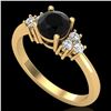Image 1 : 1 ctw Fancy Black Diamond Engagment Ring 18k Yellow Gold - REF-49A3N