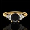 Image 2 : 1 ctw Fancy Black Diamond Engagment Ring 18k Yellow Gold - REF-49A3N