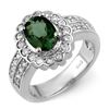 Image 1 : 2.35 ctw Green Tourmaline & Diamond Ring 18k White Gold - REF-118H2R