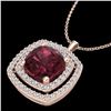 Image 2 : 2.27 ctw Garnet & Micro Pave VS/SI Diamond Necklace 14k Rose Gold - REF-41H8R