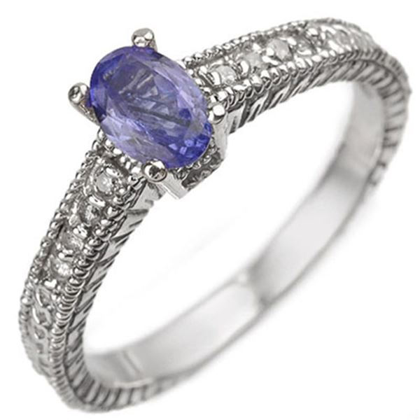 0.66 ctw Tanzanite & Diamond Ring 18k White Gold - REF-36K6Y