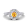 0.70 ctw Citrine & Micro Pave VS/SI Diamond Ring Halo 18k White Gold - REF-42W4H