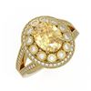 3.75 ctw Canary Citrine & Diamond Victorian Ring 14K Yellow Gold - REF-129X3A