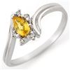 0.35 ctw Yellow Sapphire & Diamond Ring 10k White Gold - REF-12M3G