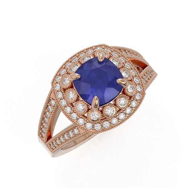 2.69 ctw Certified Sapphire & Diamond Victorian Ring 14K Rose Gold - REF-99A3N