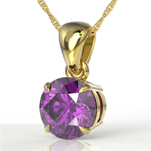 2 ctw Amethyst Designer Necklace 18k Yellow Gold - REF-18N8F