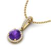 Image 1 : 2 ctw Amethyst & Micro Pave VS/SI Diamond Necklace 18k Yellow Gold - REF-42R4K