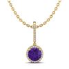 Image 2 : 2 ctw Amethyst & Micro Pave VS/SI Diamond Necklace 18k Yellow Gold - REF-42R4K