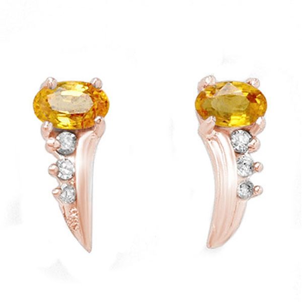 0.80 ctw Yellow Sapphire & Diamond Earrings 14k Rose Gold - REF-14H5R