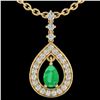 Image 2 : 1.15 ctw Emerald & Micro Pave VS/SI Diamond Necklace 14k Yellow Gold - REF-49W3H