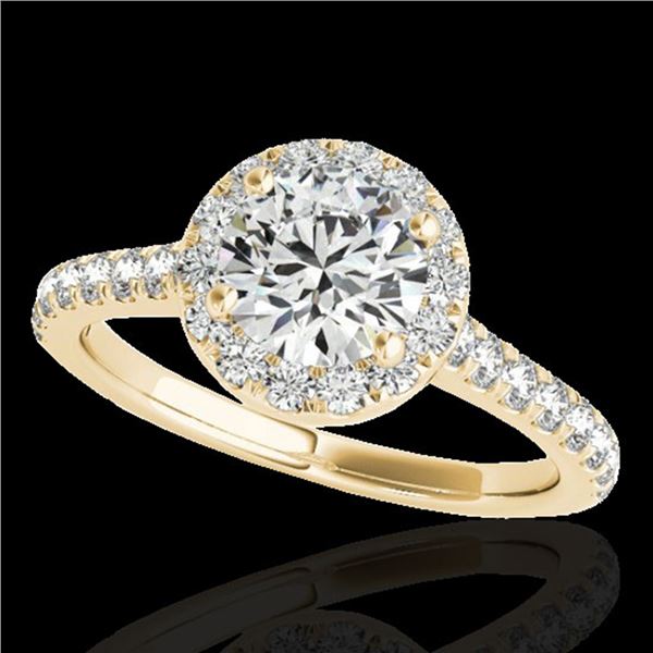 1.70 ctw Certified Diamond Solitaire Halo Ring 10k Yellow Gold - REF-257A8N
