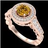 Image 1 : 1.12 ctw Intense Fancy Yellow Diamond Art Deco Ring 18k Rose Gold - REF-167N3F