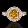 Image 2 : 1.12 ctw Intense Fancy Yellow Diamond Art Deco Ring 18k Rose Gold - REF-167N3F