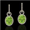 Image 1 : 6 ctw Peridot & Micro Pave Halo VS/SI Diamond Earrings 14k Yellow Gold - REF-104W4H