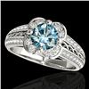 Image 1 : 1.5 ctw SI Certified Fancy Blue Diamond Solitaire Halo Ring 10k White Gold - REF-135A2N