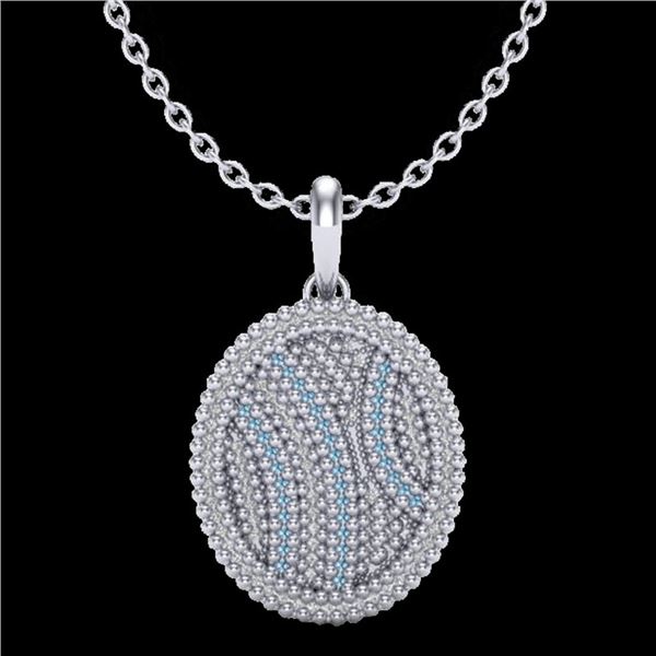 1 ctw Micro Pave Blue & White VS/SI Diamond Necklace 14k White Gold - REF-96W8H