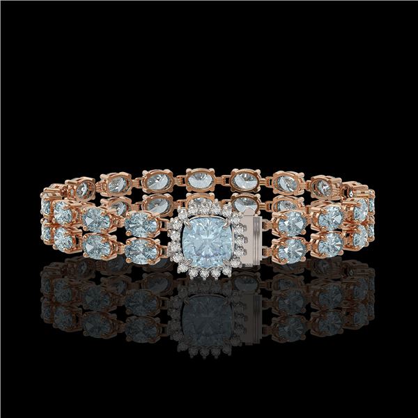 17.67 ctw Sky Topaz & Diamond Bracelet 14K Rose Gold - REF-178W2H