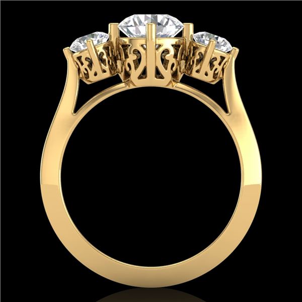 1.51 ctw VS/SI Diamond Solitaire Art Deco 3 Stone Ring 18k Yellow Gold - REF-427G3W