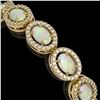 Image 3 : 9.5 ctw Opal & Diamond Micro Pave Halo Bracelet 10k Yellow Gold - REF-251A8N