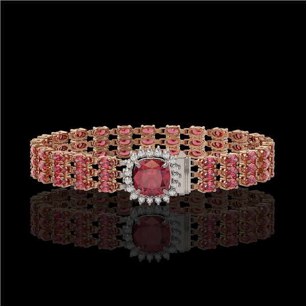 28.56 ctw Tourmaline & Diamond Bracelet 14K Rose Gold - REF-414H2R