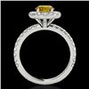 Image 2 : 2 ctw Certified SI/I Fancy Intense Yellow Diamond Halo Ring 10k White Gold - REF-231A8N