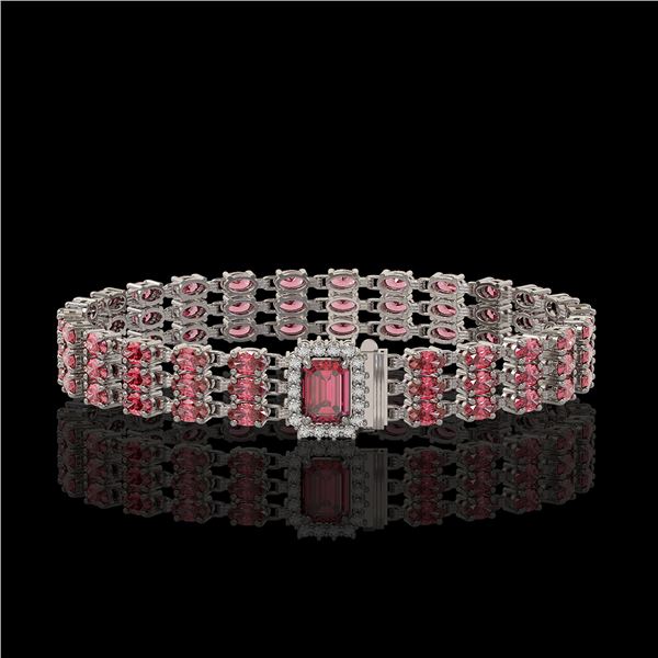 25.49 ctw Tourmaline & Diamond Bracelet 14K White Gold - REF-354W5H