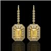 Image 1 : 11.44 ctw Canary Citrine & Diamond Victorian Earrings 14K Yellow Gold - REF-243Y5X
