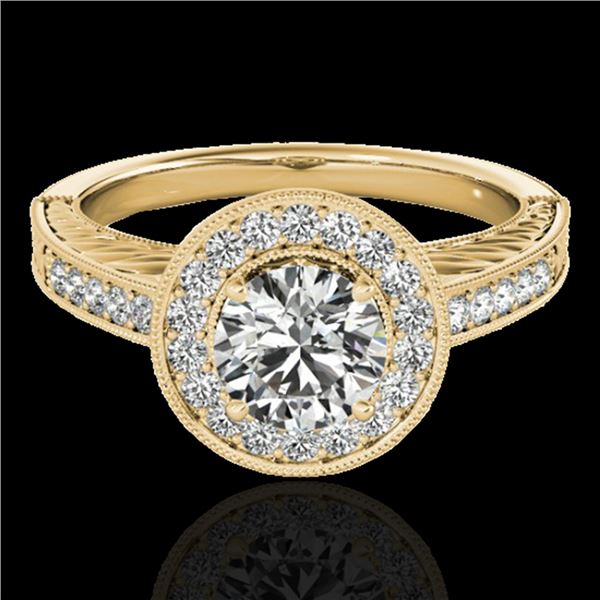 1.5 ctw Certified Diamond Solitaire Halo Ring 10k Yellow Gold - REF-231N8F