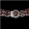 Image 3 : 32.67 ctw Garnet & Diamond Necklace 14K White Gold - REF-454G5W