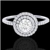 Image 1 : 1 ctw Micro Pave VS/SI Diamond Solitaire Ring Halo 18k White Gold - REF-153K6Y