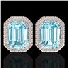 Image 1 : 12 ctw Sky Blue Topaz & Micro Pave Diamond Earrings 14k Rose Gold - REF-81G8W