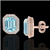 Image 2 : 12 ctw Sky Blue Topaz & Micro Pave Diamond Earrings 14k Rose Gold - REF-81G8W