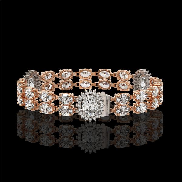 14.86 ctw Rare Oval Diamond Bracelet 18K Rose Gold - REF-2152X8A