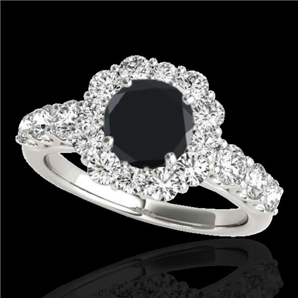 2.25 ctw Certified Black Diamond Solitaire Halo Ring 10k White Gold - REF-94G3W