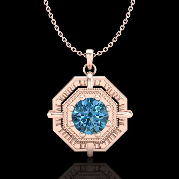 0.75 ctw Fancy Intense Blue Diamond Art Deco Necklace 18k Rose Gold - REF-121R8K