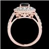 Image 2 : 2.09 ctw Certified VS Black Diamond Solitaire Halo Ring 10k Rose Gold - REF-92N8F