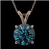 Image 1 : 1.55 ctw Certified Intense Blue Diamond Necklace 10k Rose Gold - REF-153R4K