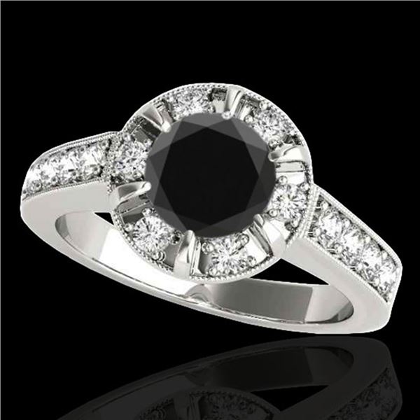 2 ctw Certified VS Black Diamond Solitaire Halo Ring 10k White Gold - REF-68A3N