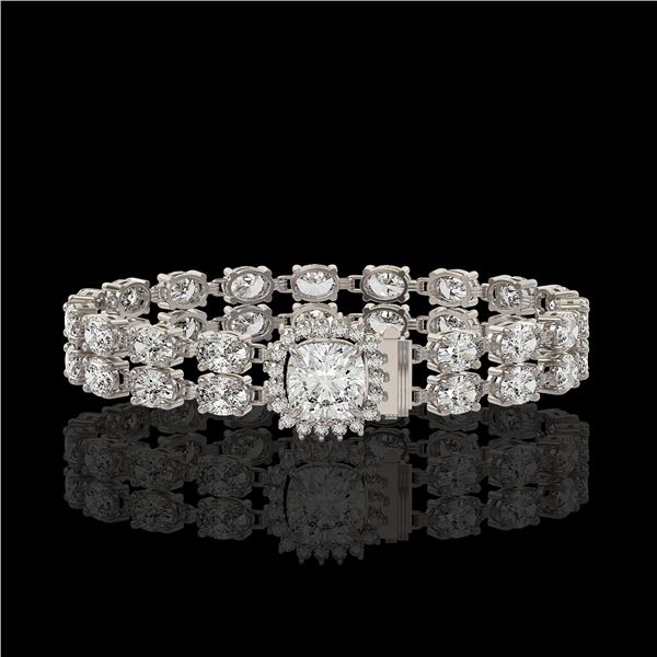 13.82 ctw Cushion Cut & Oval Diamond Bracelet 18K White Gold - REF-1648W8H