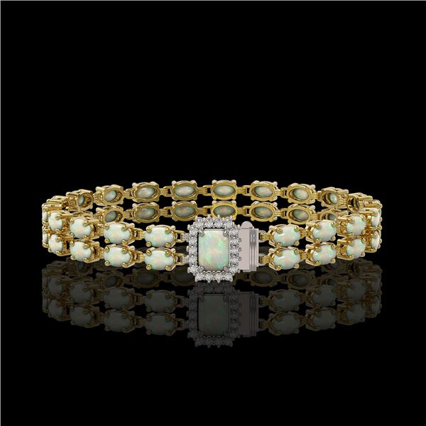 13.48 ctw Opal & Diamond Bracelet 14K Yellow Gold - REF-236M4G