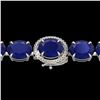 Image 1 : 76 ctw Sapphire & Micro Pave Diamond Bracelet 14k White Gold - REF-317H3R