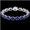 Image 2 : 76 ctw Sapphire & Micro Pave Diamond Bracelet 14k White Gold - REF-317H3R
