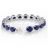 Image 3 : 76 ctw Sapphire & Micro Pave Diamond Bracelet 14k White Gold - REF-317H3R