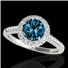 Image 1 : 1.5 ctw SI Certified Fancy Blue Diamond Solitaire Halo Ring 10k White Gold - REF-150A2N